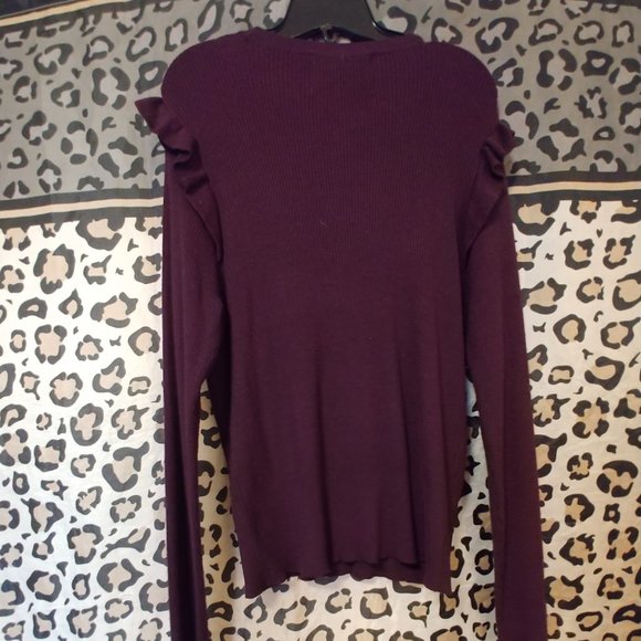 Purple Sweater With Ruffles Forever 21 Plus Ribbed - Picture 4 of 4